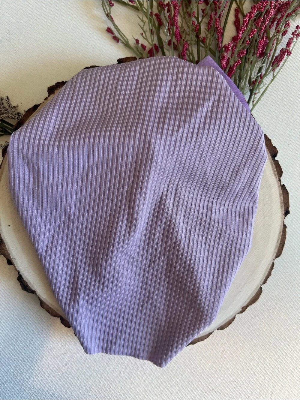 Handmade Lavender Ribbed Baby Turban Hat with Gold Polka Dot Bow NWT